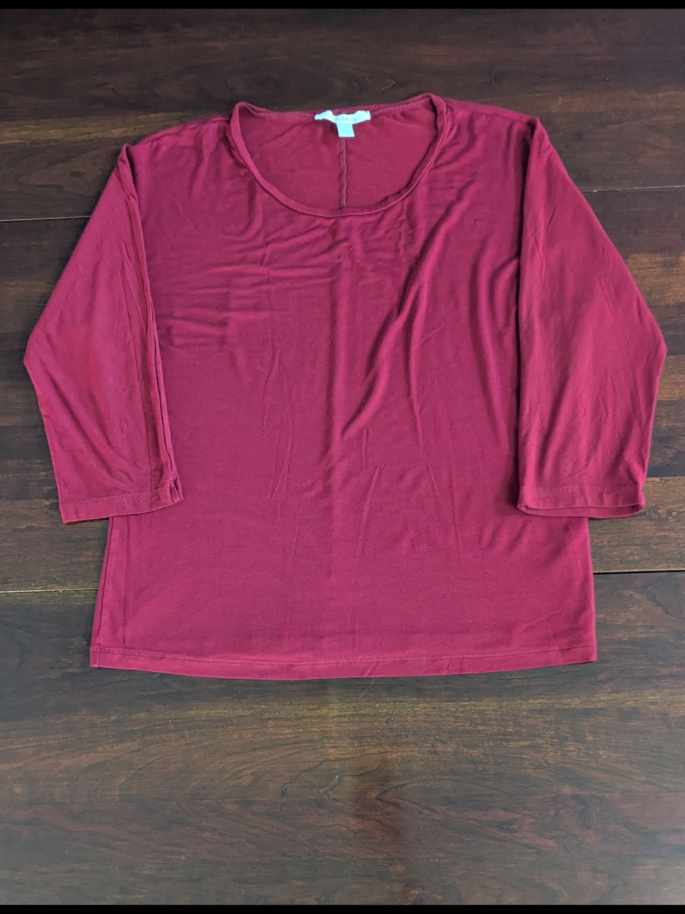 Max Mara Womens M? Maroon Wine Red 3/4 Sleeve Jersey Knit Top Minimalist Capsule